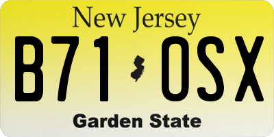 NJ license plate B71OSX