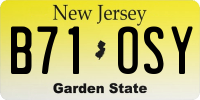 NJ license plate B71OSY
