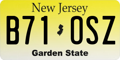 NJ license plate B71OSZ