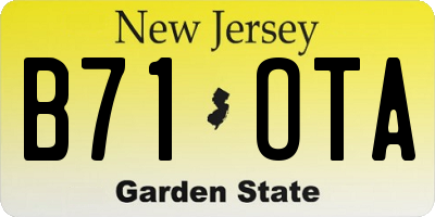 NJ license plate B71OTA