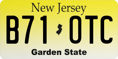 NJ license plate B71OTC