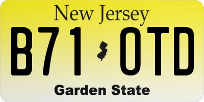 NJ license plate B71OTD