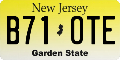 NJ license plate B71OTE