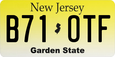 NJ license plate B71OTF