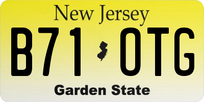 NJ license plate B71OTG