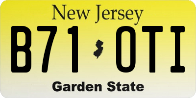 NJ license plate B71OTI