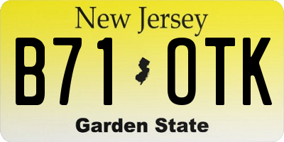 NJ license plate B71OTK
