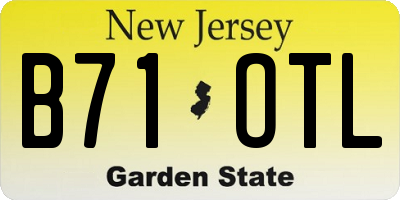 NJ license plate B71OTL