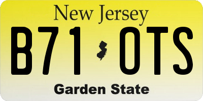 NJ license plate B71OTS