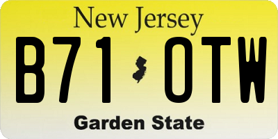NJ license plate B71OTW