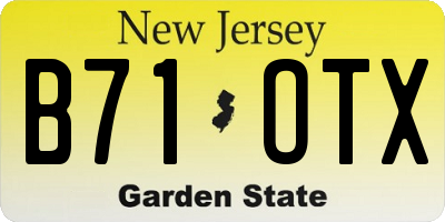 NJ license plate B71OTX