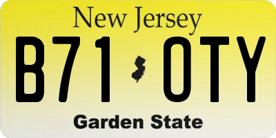 NJ license plate B71OTY
