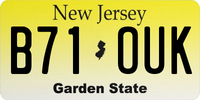 NJ license plate B71OUK