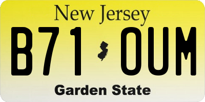NJ license plate B71OUM
