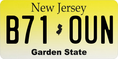 NJ license plate B71OUN
