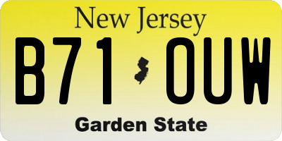 NJ license plate B71OUW