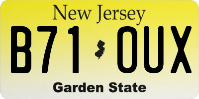 NJ license plate B71OUX