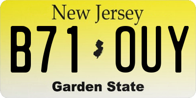 NJ license plate B71OUY