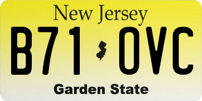 NJ license plate B71OVC