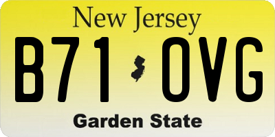 NJ license plate B71OVG