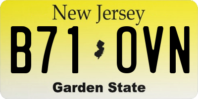 NJ license plate B71OVN