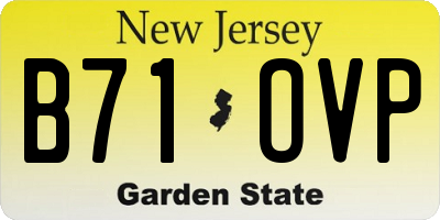 NJ license plate B71OVP