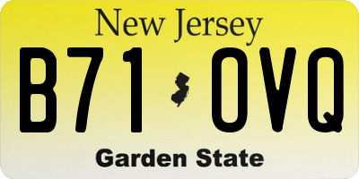 NJ license plate B71OVQ