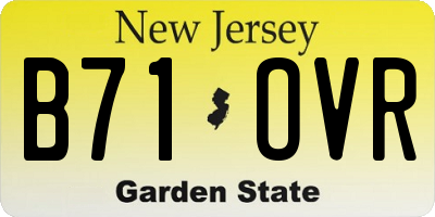NJ license plate B71OVR