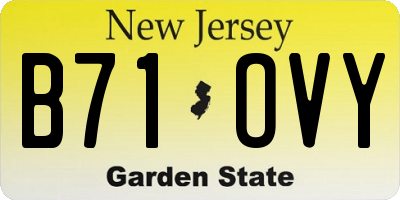 NJ license plate B71OVY