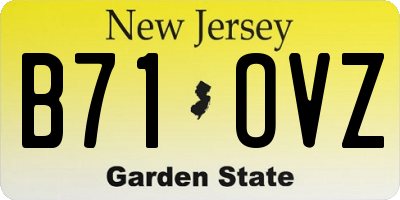NJ license plate B71OVZ