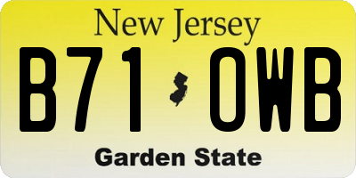 NJ license plate B71OWB