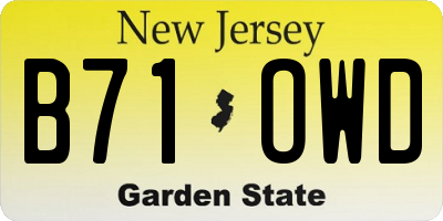 NJ license plate B71OWD