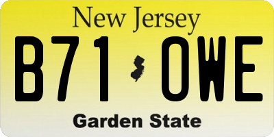 NJ license plate B71OWE