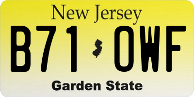 NJ license plate B71OWF