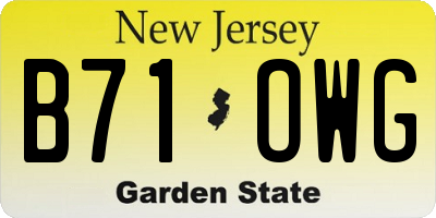 NJ license plate B71OWG