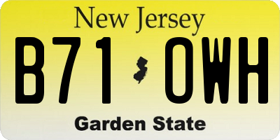 NJ license plate B71OWH