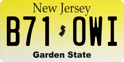 NJ license plate B71OWI