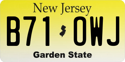 NJ license plate B71OWJ