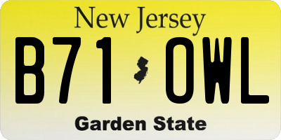 NJ license plate B71OWL