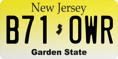 NJ license plate B71OWR