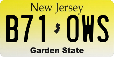 NJ license plate B71OWS