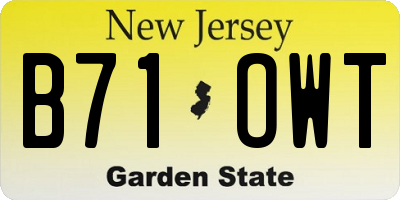 NJ license plate B71OWT