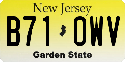 NJ license plate B71OWV