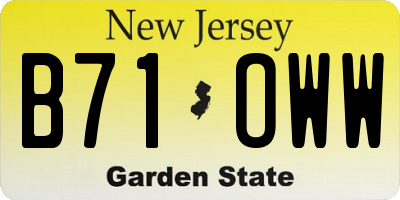 NJ license plate B71OWW