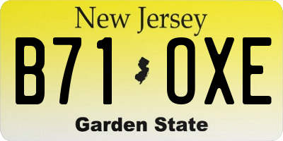 NJ license plate B71OXE