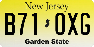 NJ license plate B71OXG
