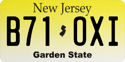 NJ license plate B71OXI