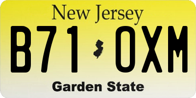 NJ license plate B71OXM