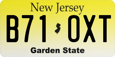 NJ license plate B71OXT