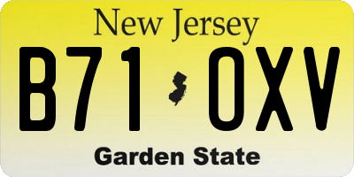 NJ license plate B71OXV